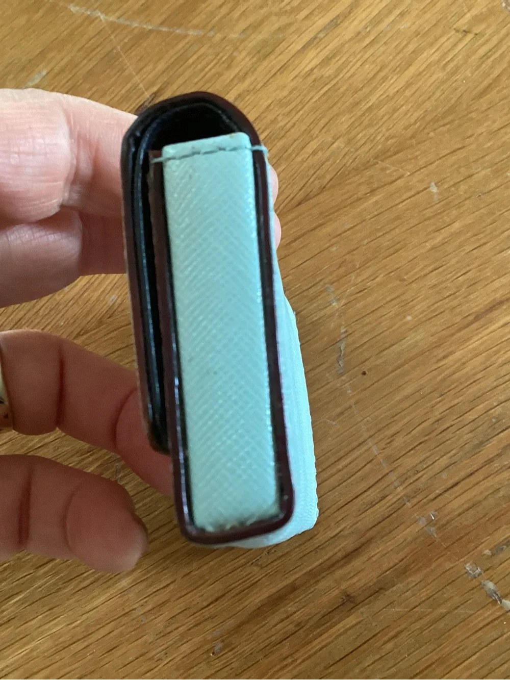 kate spade Light Blue Saffiano Leather Key & Card Holder with Gold Logo